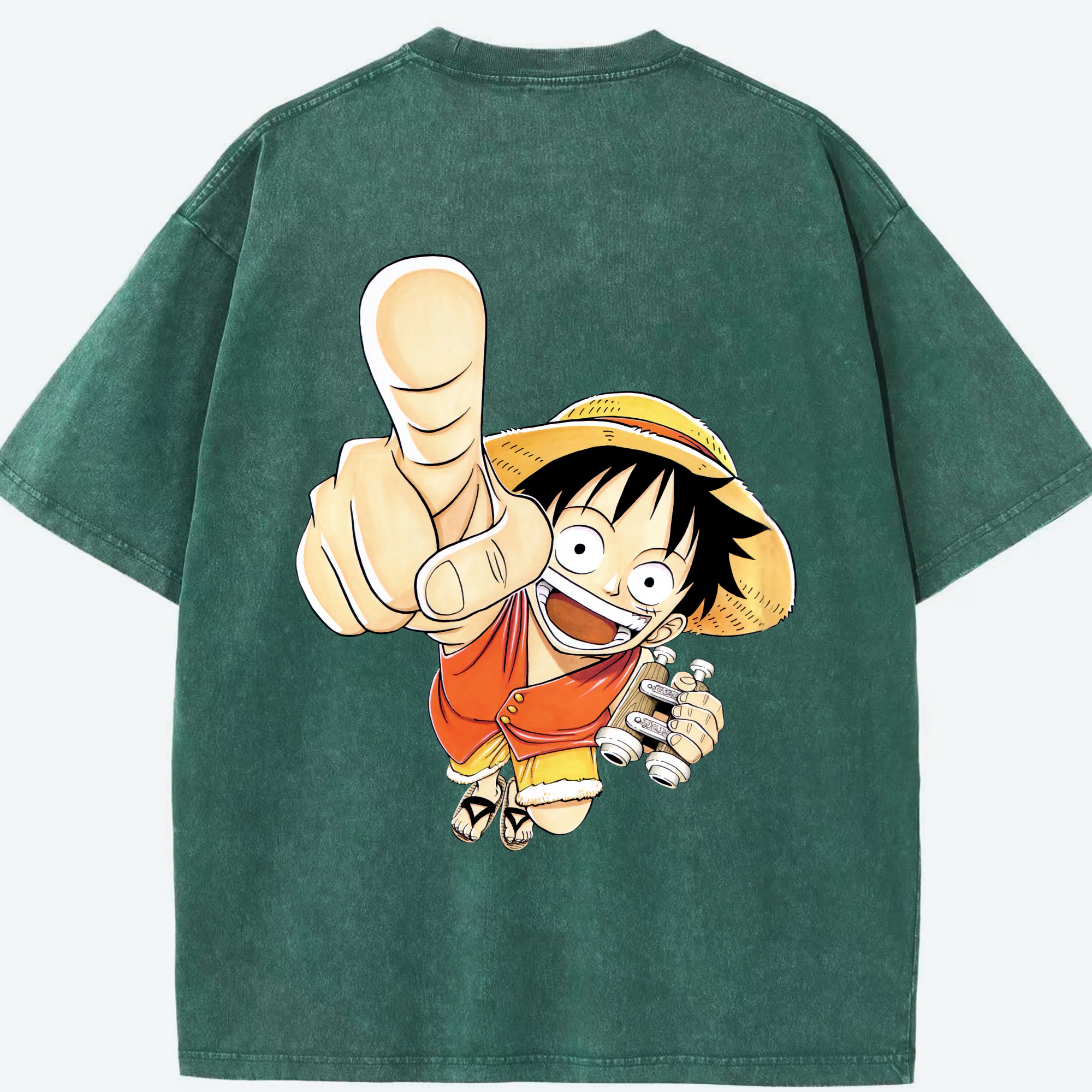 ワンピース モンキー・D・ルフィ ONE PIECE Monkey D. Luffy 綿100% ヴィンテージ風 半袖Tシャツ（背面プリント）